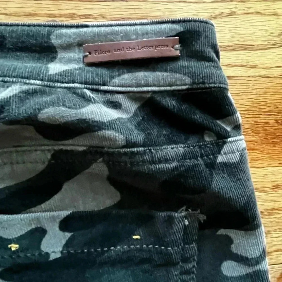 Anthropologie Pilcro and Letterpress high rise skinny, camo corduroy pants sz 27 - Picture 11 of 11